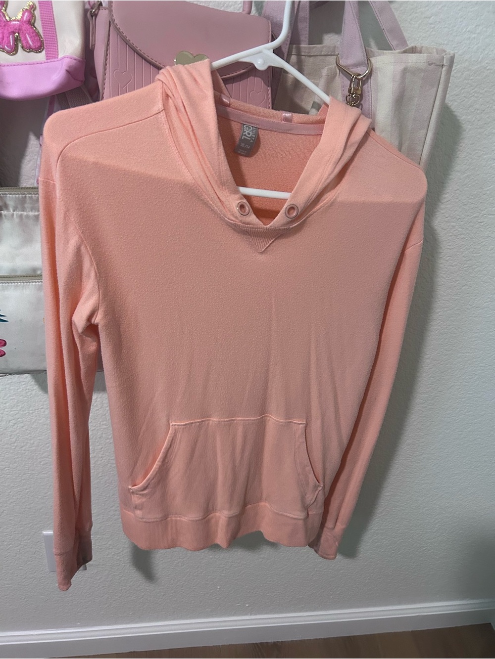 Athleta Peach Hooded Pullover Sweatshirt sz xl